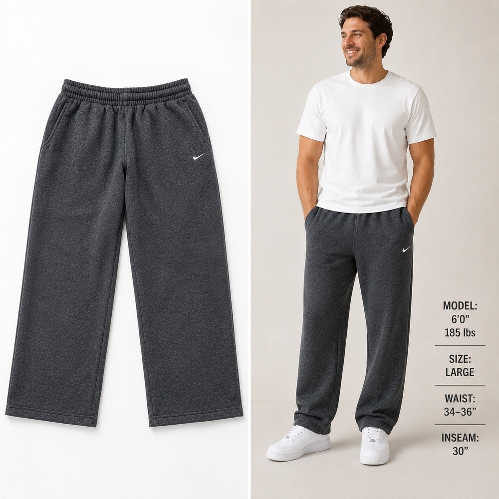 Nike Mens Fleece Sweatpants Large Charcoal Grey Straight Leg Joggers RN56323